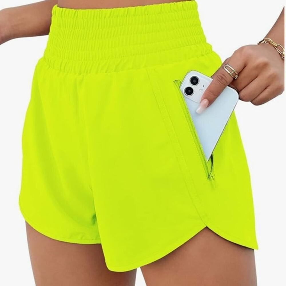 BMJL High Waitsed Athletic Shorts with Pocket Neon Yellow Medium